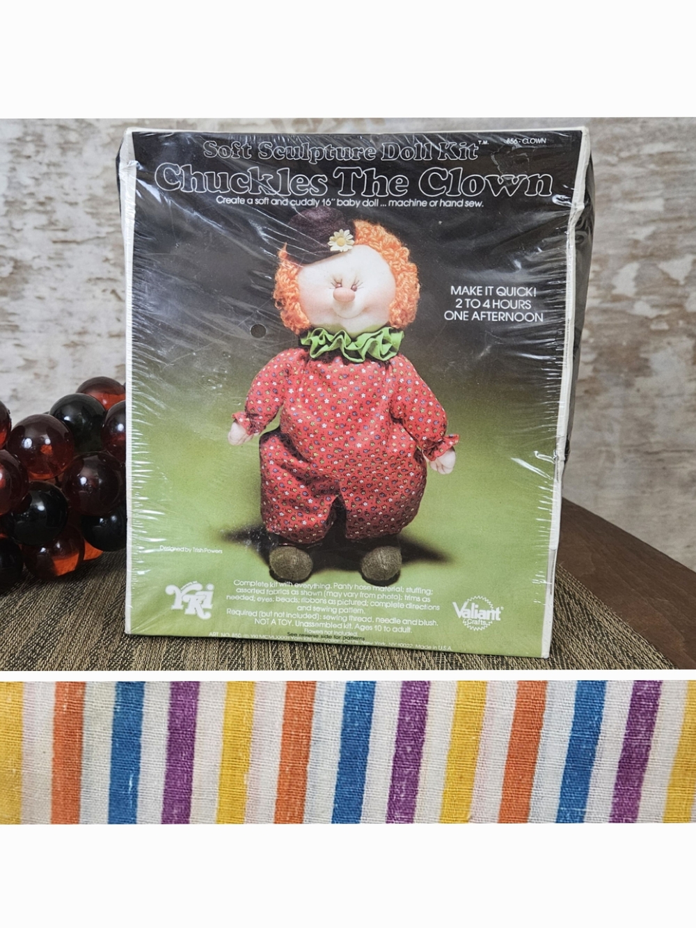 Vintage Sewing Kit 1980s Chuckles the Clown 16" Baby Doll Soft Sculpture - Picture 11 of 11